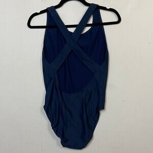 Sporti Women's Navy Blue One Piece Wide Strap Swimsuit Size 38/12